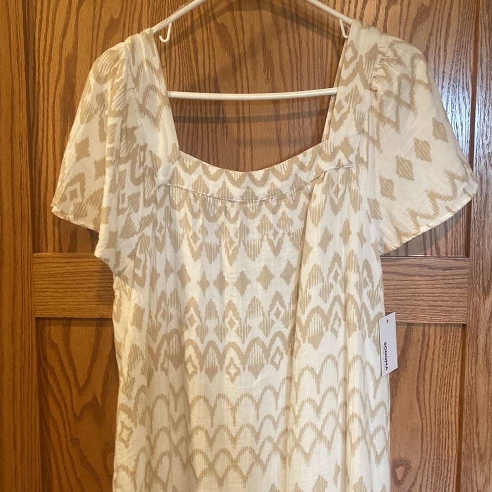 Sonoma White and Beige Flutter Sleeve Sundress NWT - Picture 2 of 6